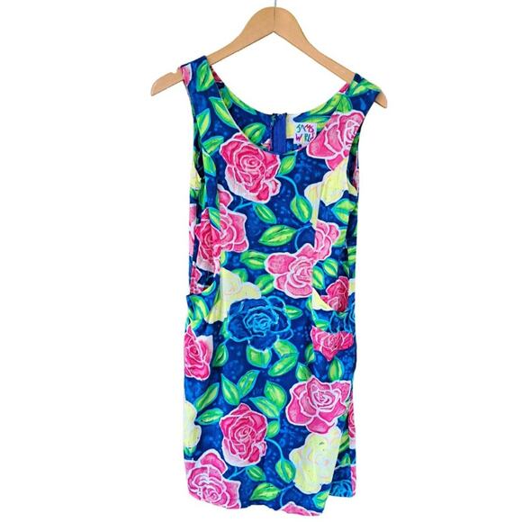 JAMS WORLD Vintage 80s 90s Bright Floral Rose Print Dress Sleeveless - Picture 8 of 9